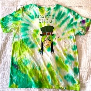Women’s L Kiss Me I’m Eilish custom green tie-dye
